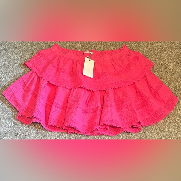 Women LoveShackFancy Ruffle Mini Skirt Watermelon Ice - Picture 2 of 4